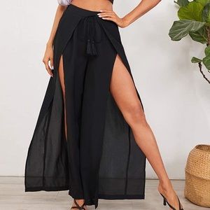 Black split leg pants